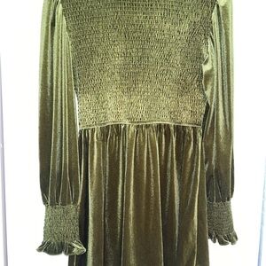 Elegant Olive Green Velvet Dress